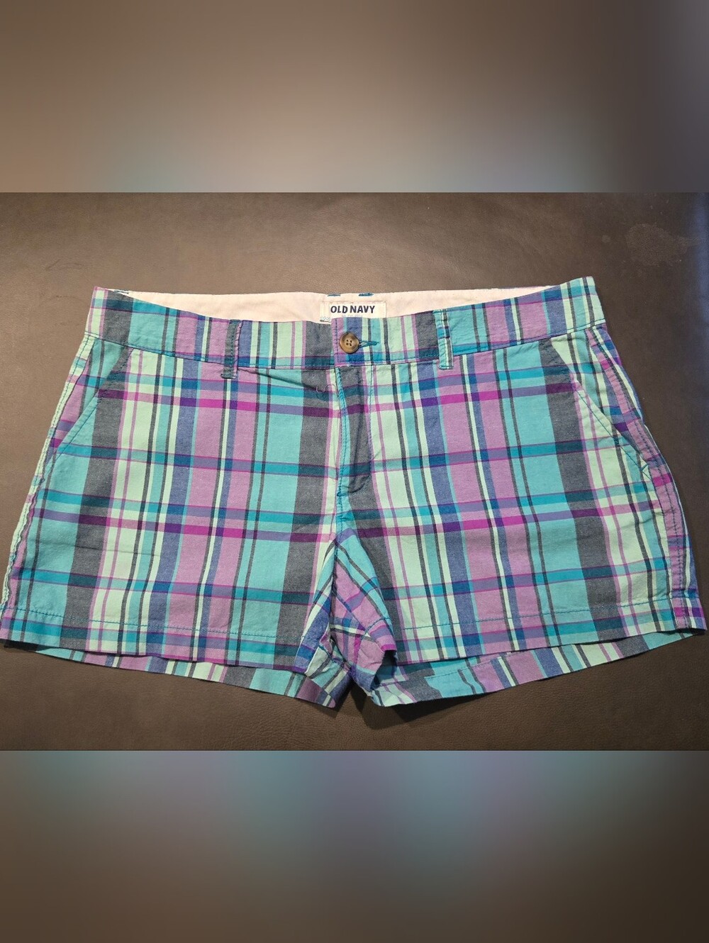 Old Navy Teal & Purple Plaid Women's Shorts